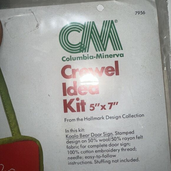 New Vintage 1976 Columbia-Minerva Crewel Idea 5x7 Koala Bear Sewing Kit - Picture 2 of 6